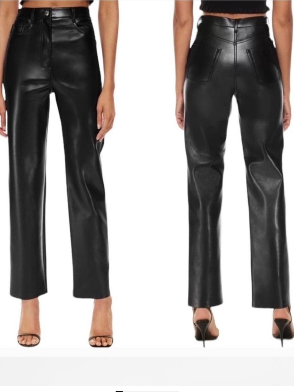 Aritzia Wilfred Black Faux Leather High-Waist Pants - Size 2